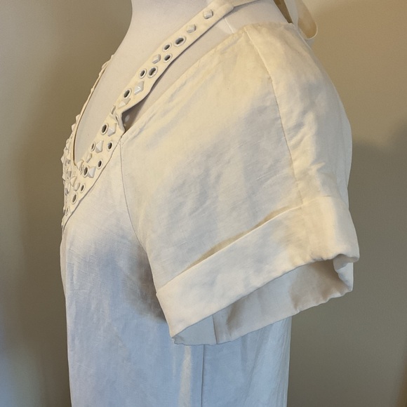 NWT Armani Exchange White Tunic with Embellishments Silk/Linen Blend Size 2 - Picture 5 of 10
